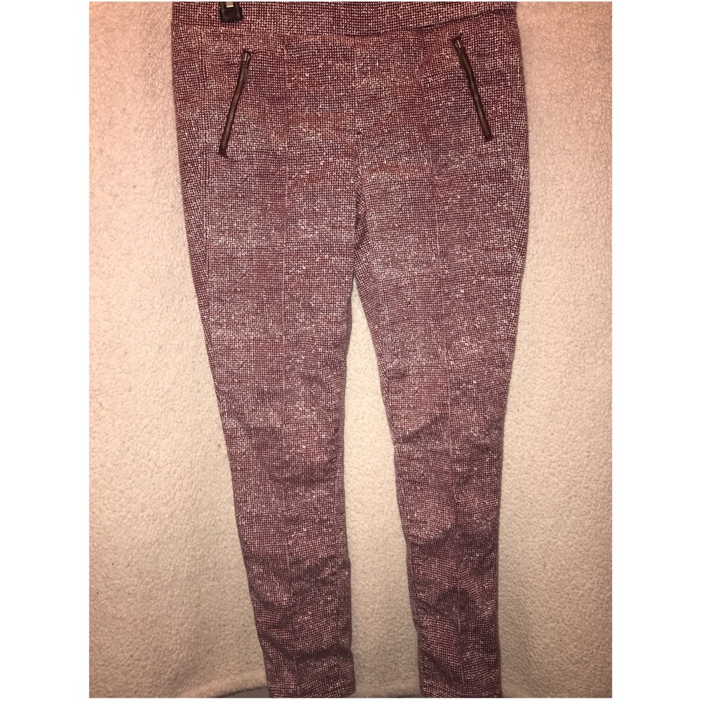 White/pink dress pants/slacks with zipper pockets